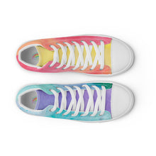 Load image into Gallery viewer, Men’s High Top Rainbow Watercolor Sneakers
