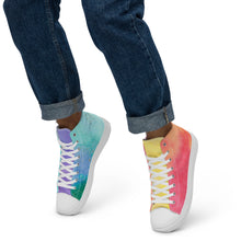 Load image into Gallery viewer, Men’s High Top Rainbow Watercolor Sneakers
