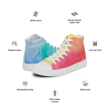 Load image into Gallery viewer, Men’s High Top Rainbow Watercolor Sneakers
