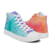 Load image into Gallery viewer, Men’s High Top Rainbow Watercolor Sneakers
