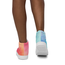 Load image into Gallery viewer, Women’s High Top Rainbow Watercolor Sneakers
