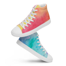 Load image into Gallery viewer, Women’s High Top Rainbow Watercolor Sneakers
