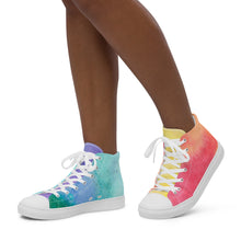 Load image into Gallery viewer, Women’s High Top Rainbow Watercolor Sneakers
